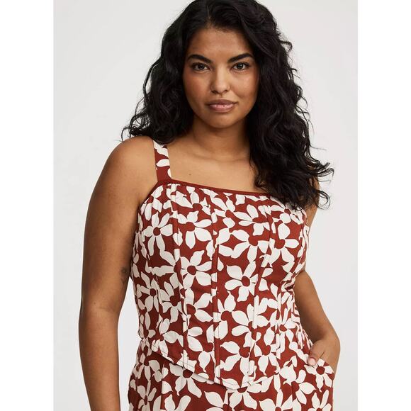 Torrid Corset & Wide Leg Pant Set NWT Size 0 L 12 Amy Floral Roasted Russet Boho - Picture 4 of 12